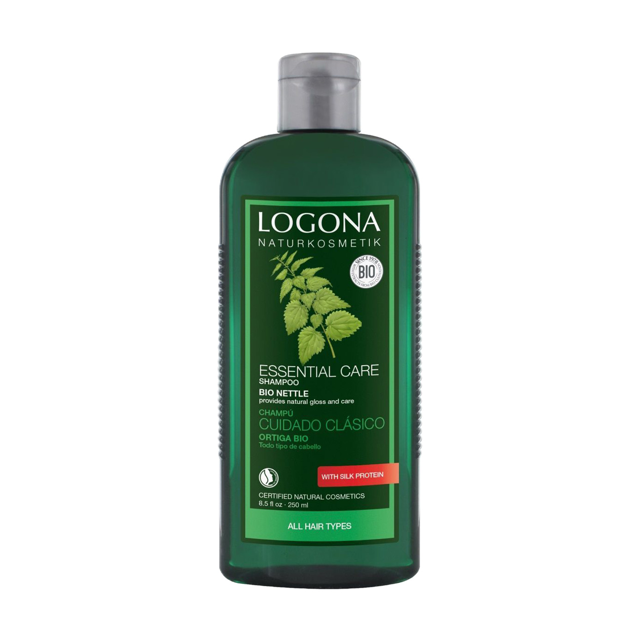 Шампунь Logona Hair Care Essential Care Shampoo Nettles для нормального волосся, для щоденного використання, 250 мл